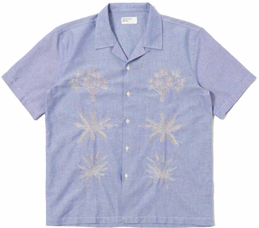 universal works road trip shirt oxford blue Blauw