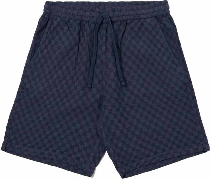 Universal Works universal works simple short coton waffle navy Blauw