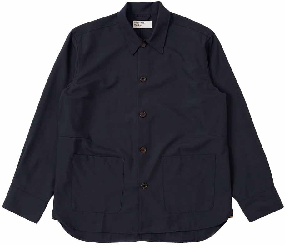 Universal Works universal works travail overshirt coton tropical navy Blauw