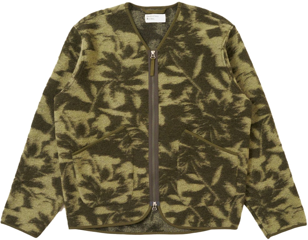 Universal Works veste polaire zippee studio verte vert pale Groen