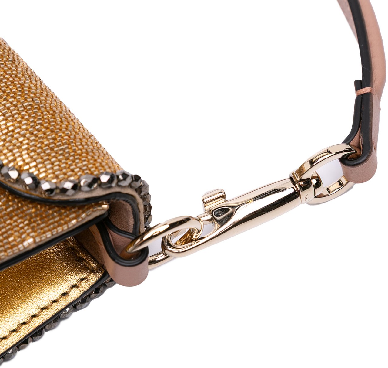 Valentino Small Swarovski Crystal Embroidered Vlogo Loco Satchel Goud