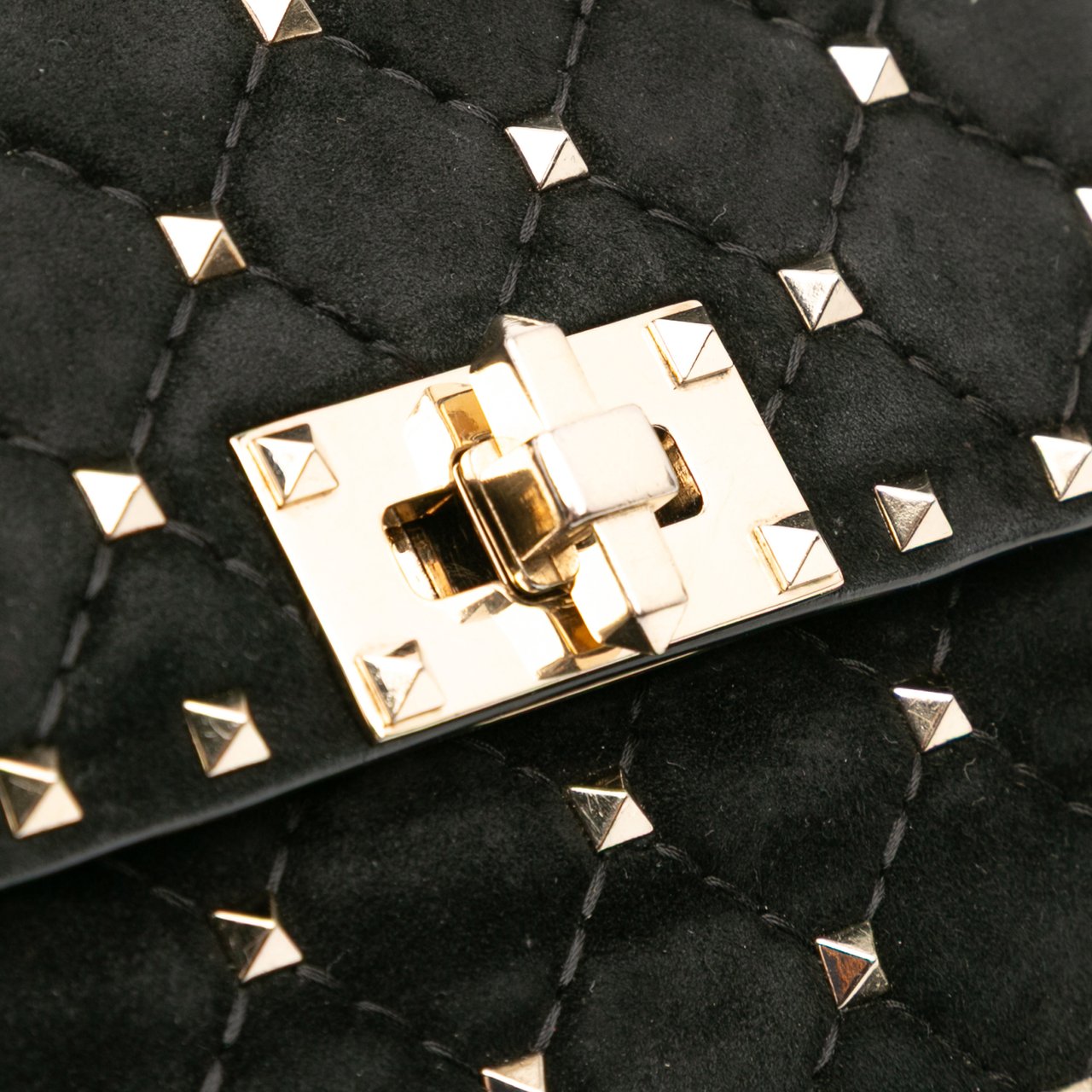 Valentino Medium Suede Rockstud Spike Satchel Zwart