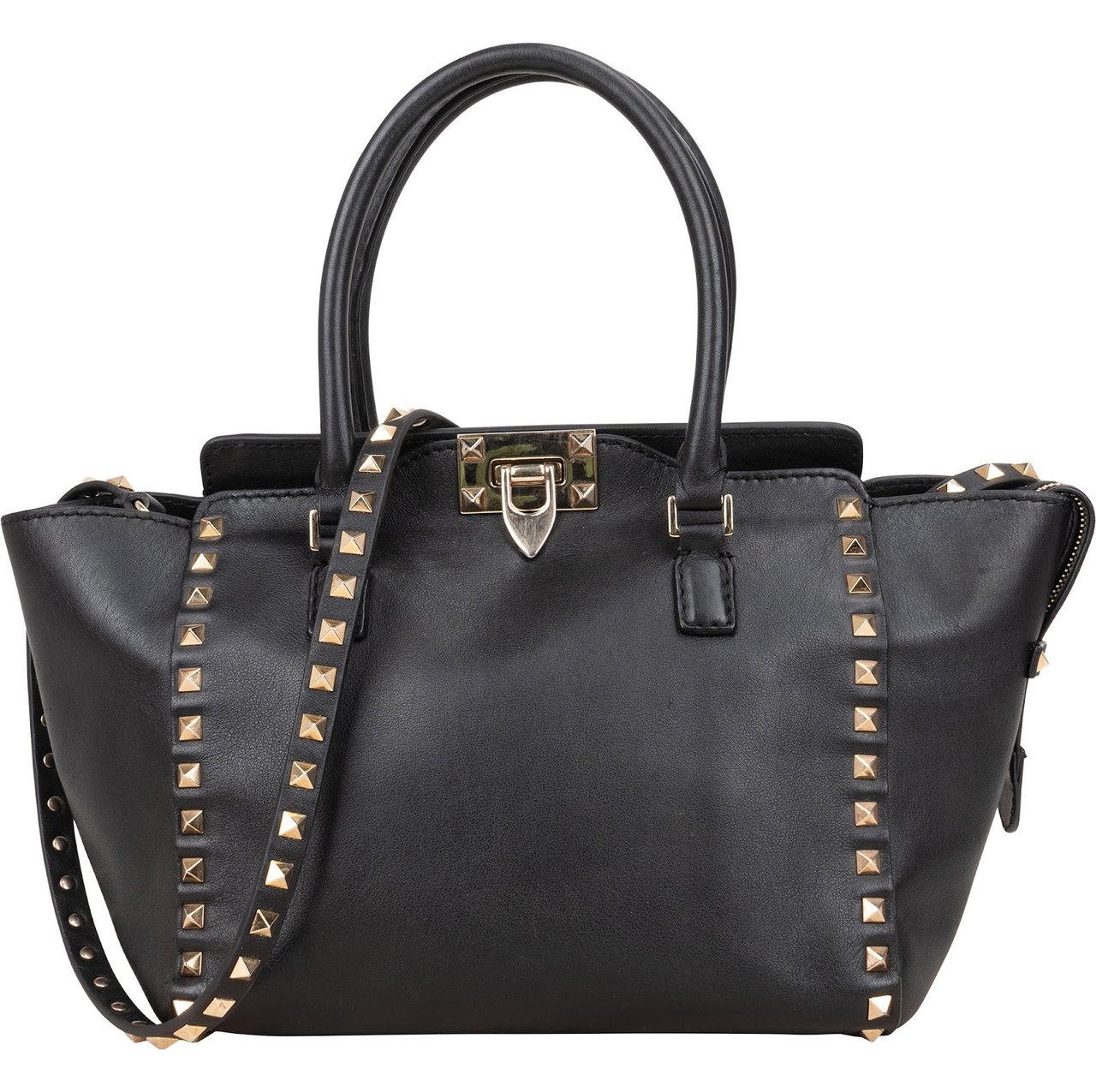 Valentino Garavani Black Leather Rockstud Handbag Zwart