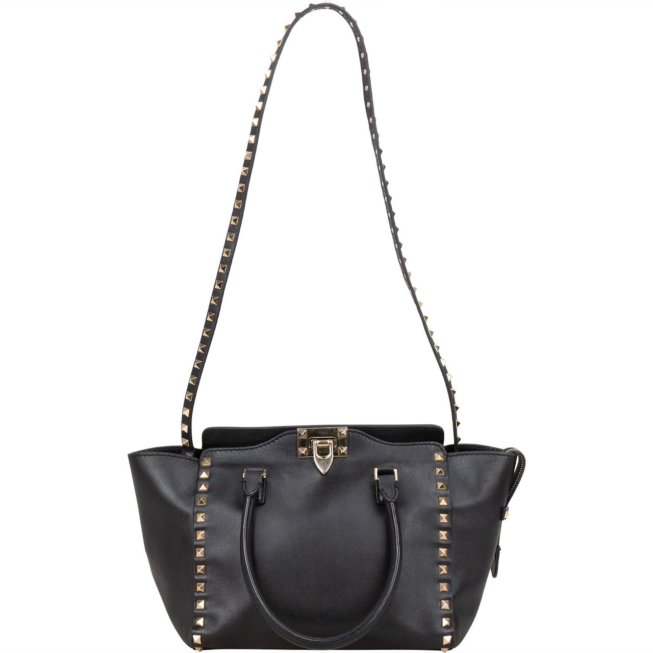 Valentino Garavani Black Leather Rockstud Handbag Zwart