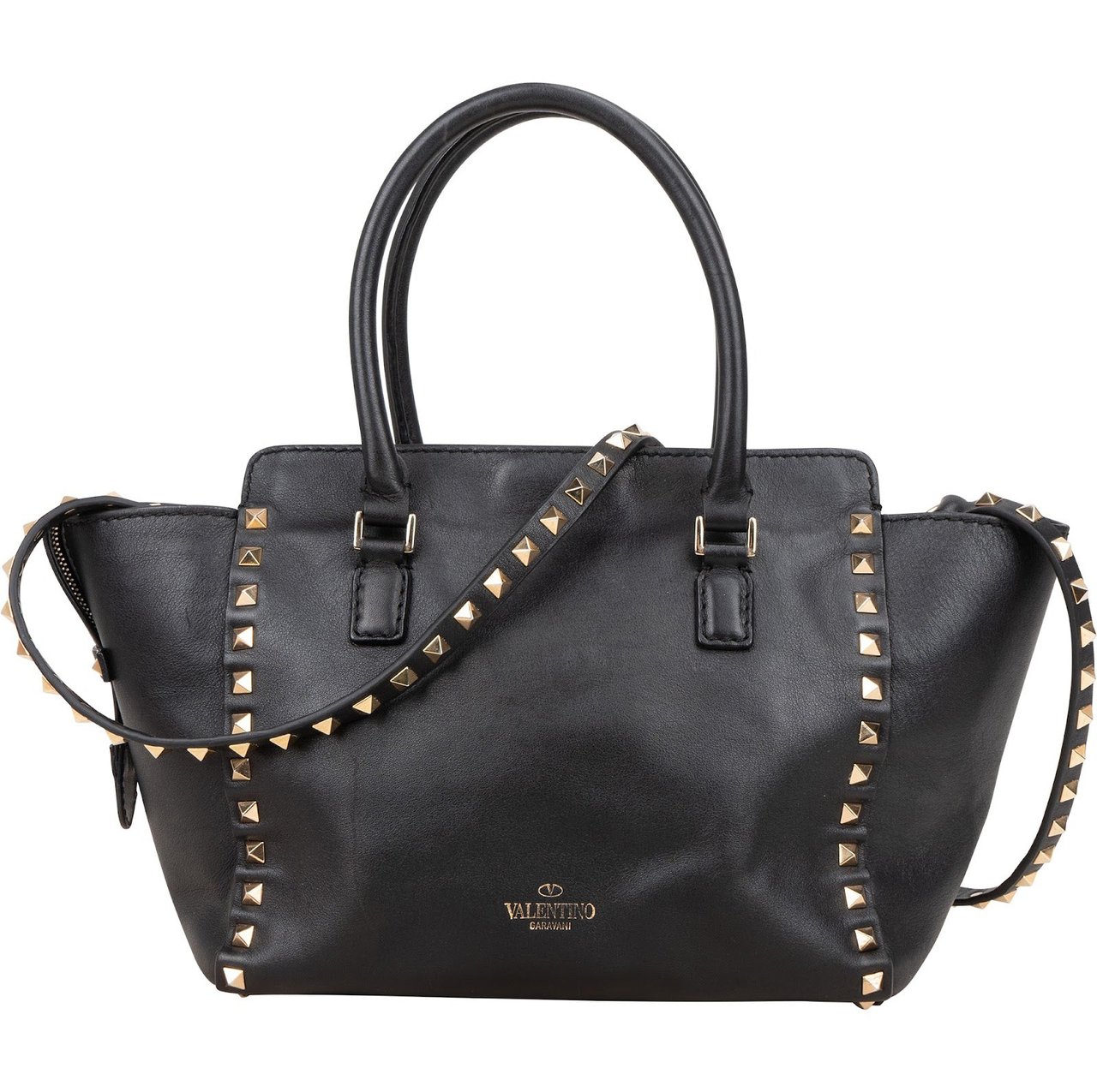 Valentino Garavani Black Leather Rockstud Handbag Zwart