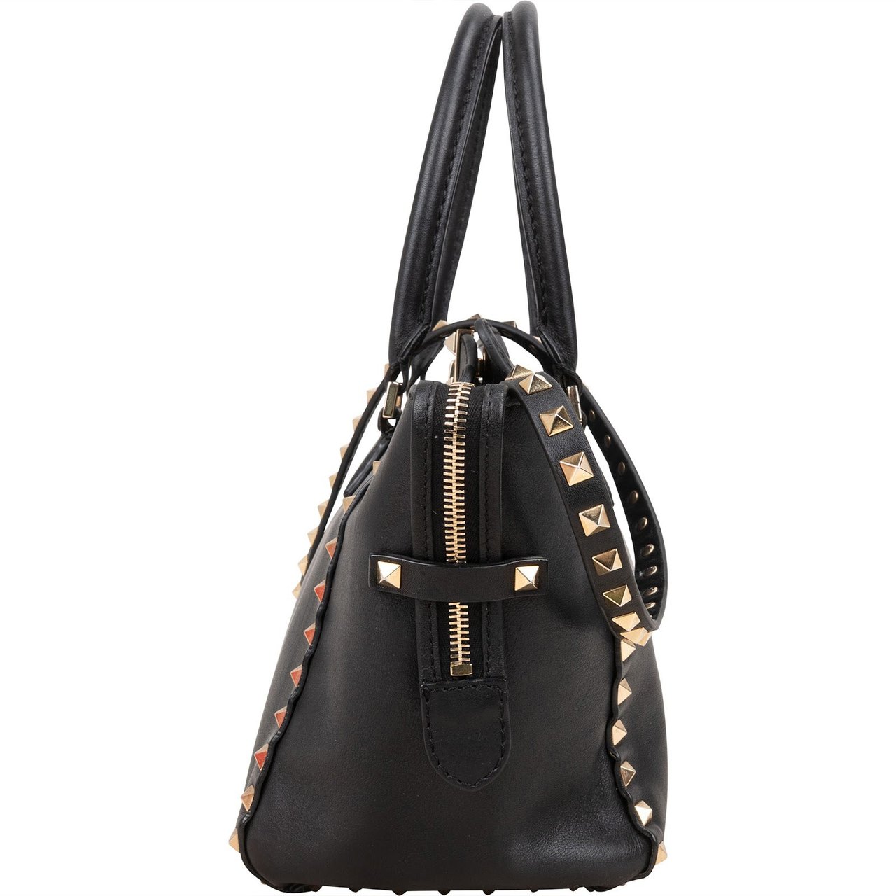 Valentino Garavani Black Leather Rockstud Handbag Zwart
