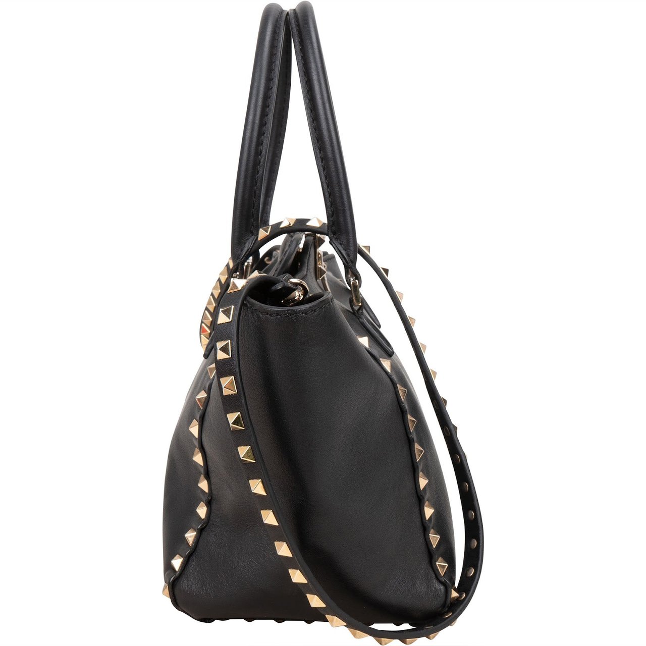 Valentino Garavani Black Leather Rockstud Handbag Zwart