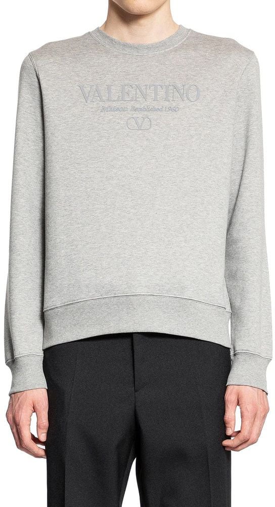 Valentino Valentino Gray Cotton Sweatshirt Grijs
