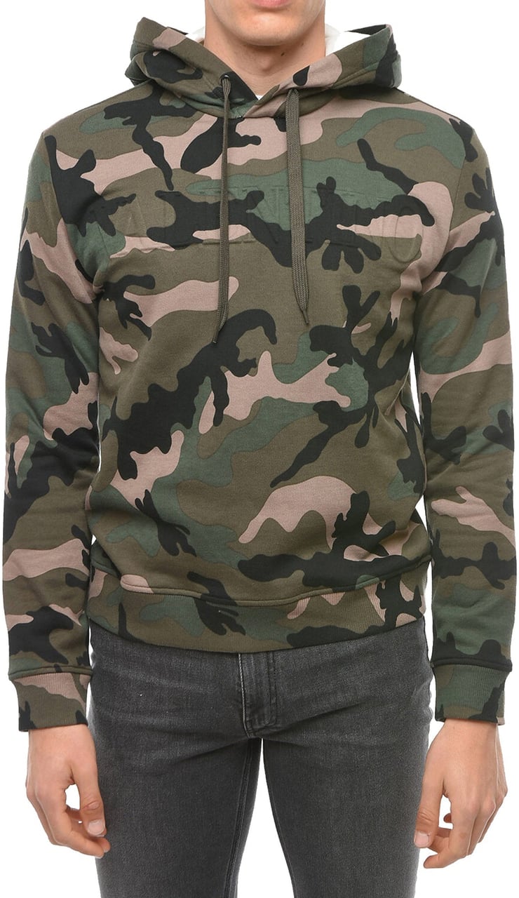 Valentino Camouflage Pattern Hoodie Sweatshirt Groen