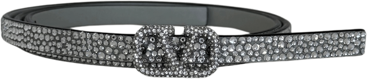 Valentino Valentino Garavani VLogo Signature Gürtel mit Kristallen 10 mm Silber / neuwertig Zilver