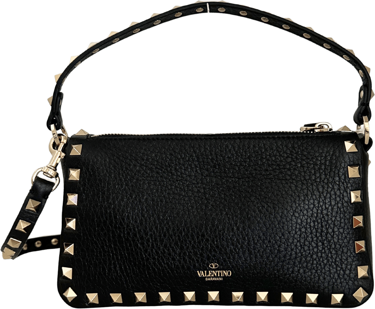 Valentino Valentino kleine Rockstud Schultertasche Kalbsleder schwarz / neuwertig Zwart