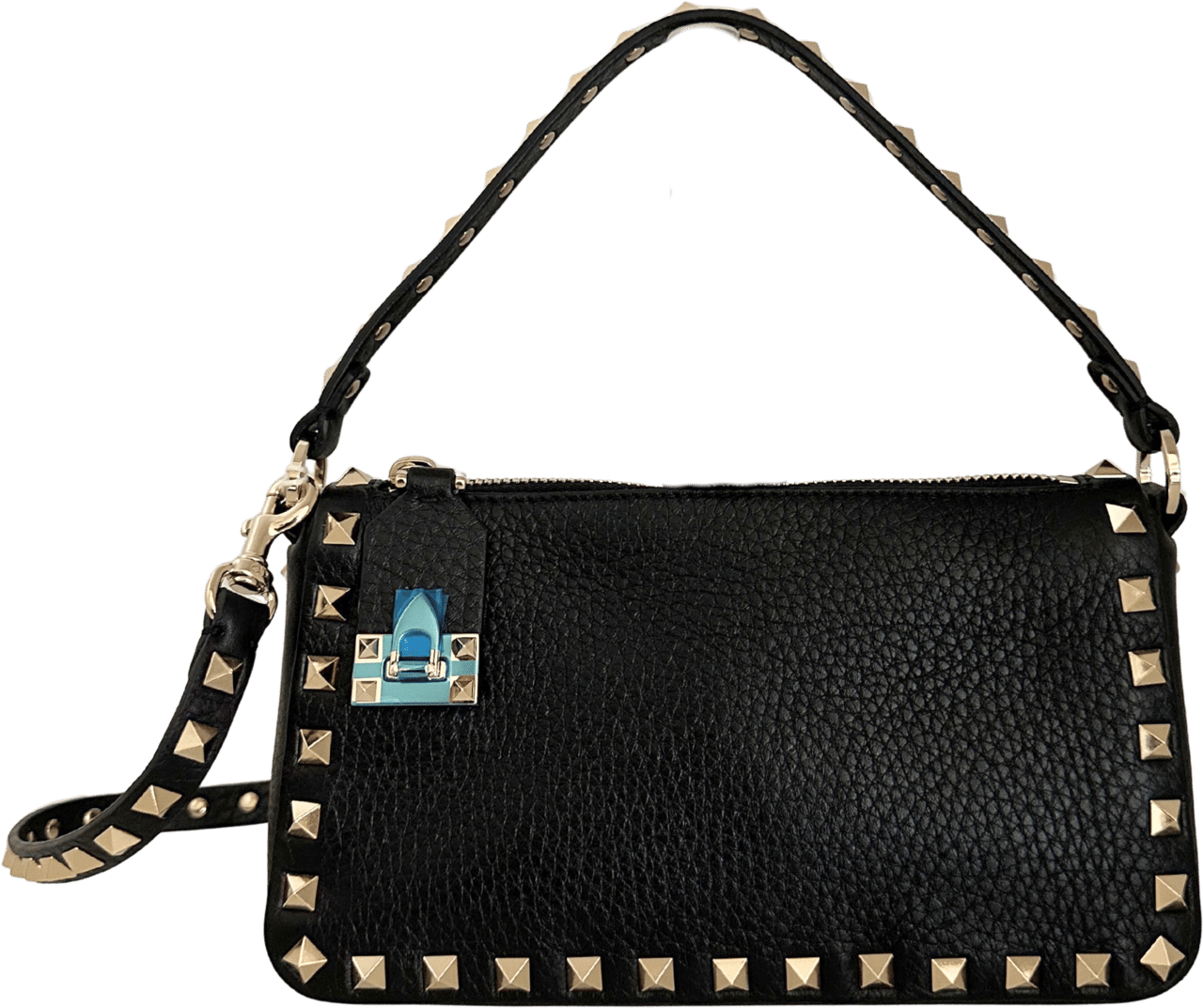 Valentino Valentino kleine Rockstud Schultertasche Kalbsleder schwarz / neuwertig Zwart
