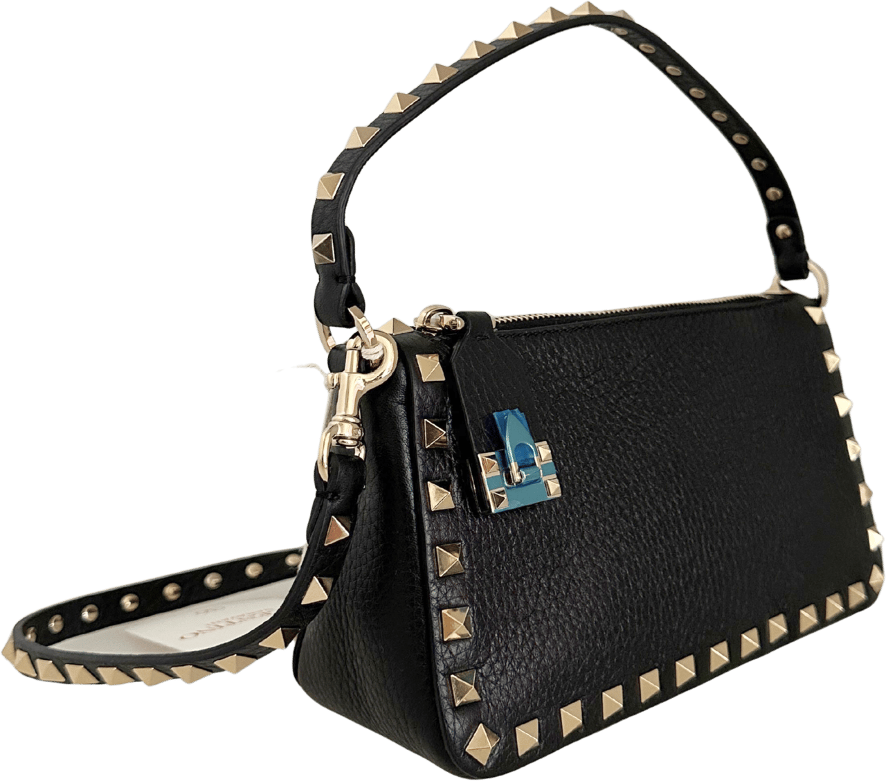 Valentino Valentino kleine Rockstud Schultertasche Kalbsleder schwarz / neuwertig Zwart