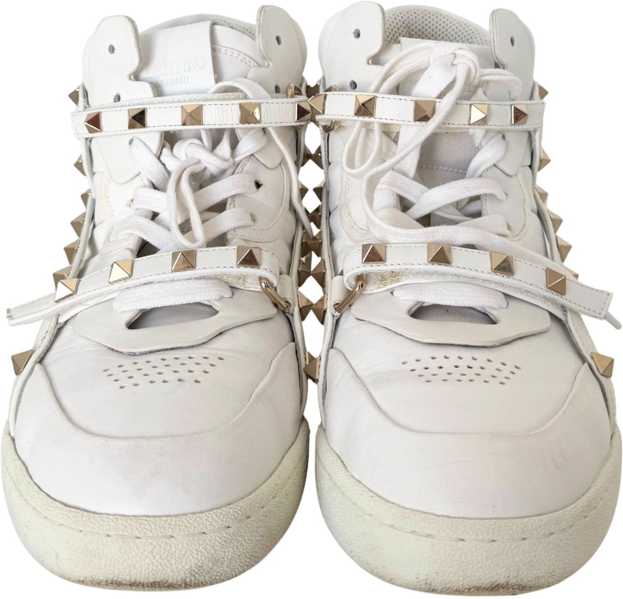 Valentino Valentino Garavani Rockstud High-Top Sneakers Size 38 White / very good Wit