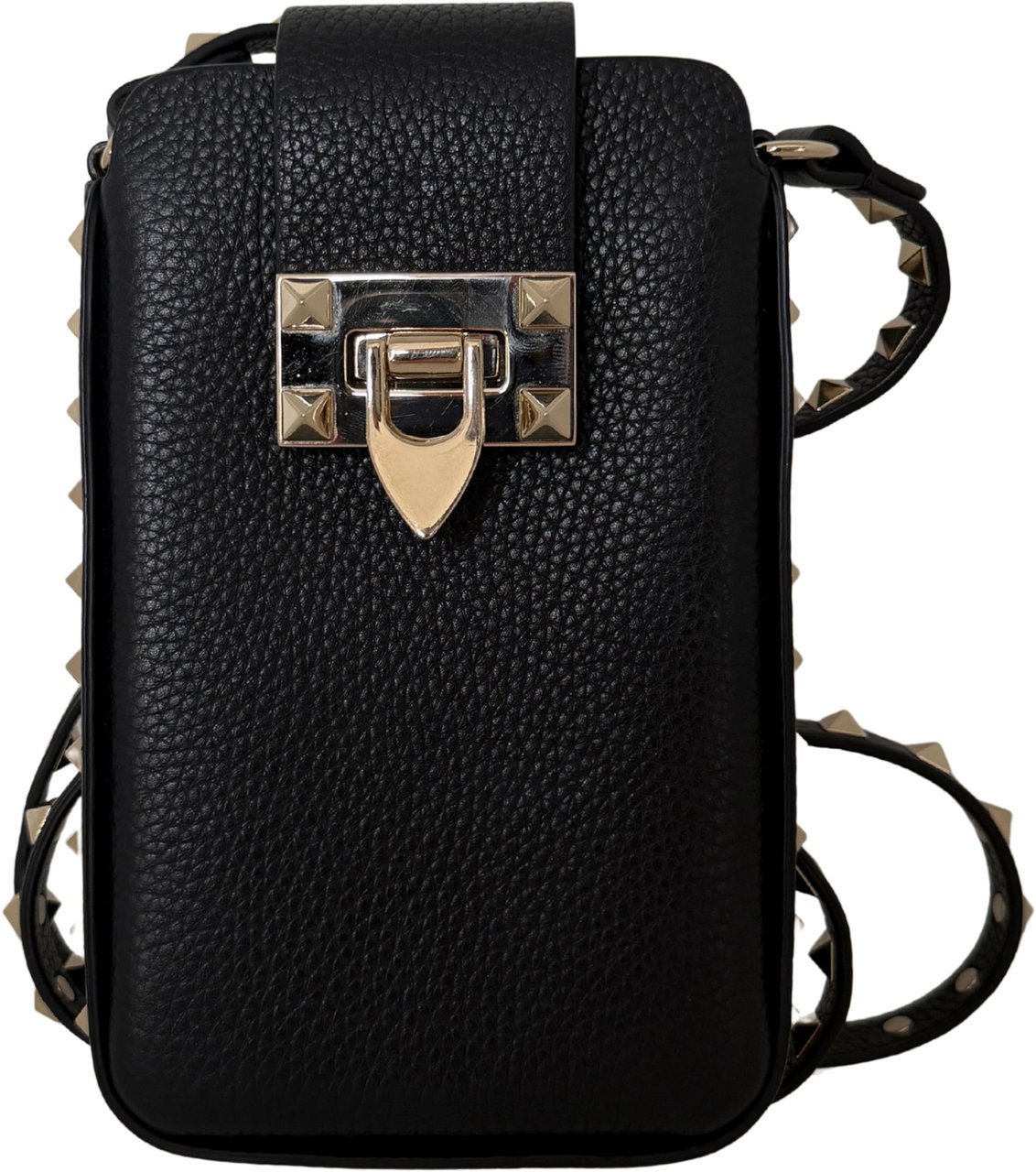 Valentino Garavani Rockstud Phone Case Leather Black / Very Good Zwart