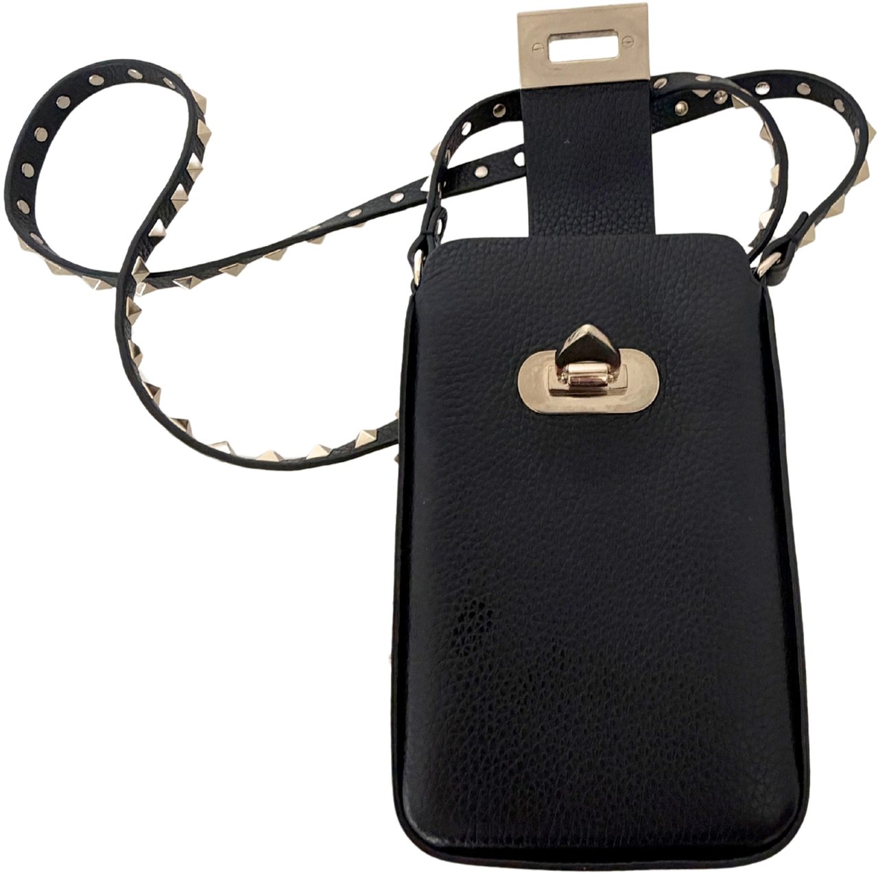 Valentino Garavani Rockstud Phone Case Leather Black / Very Good Zwart