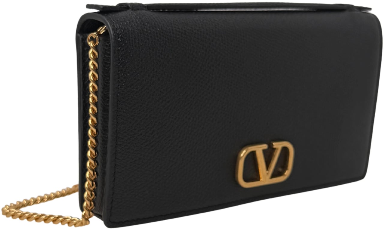 Valentino VLogo Wallet on Chain Calfskin Black Divers