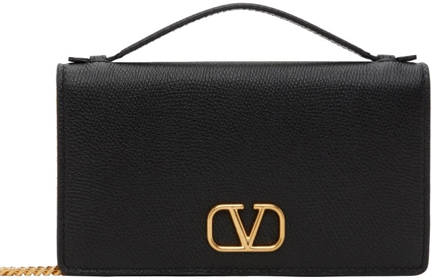 Valentino VLogo Wallet on Chain Calfskin Black Divers