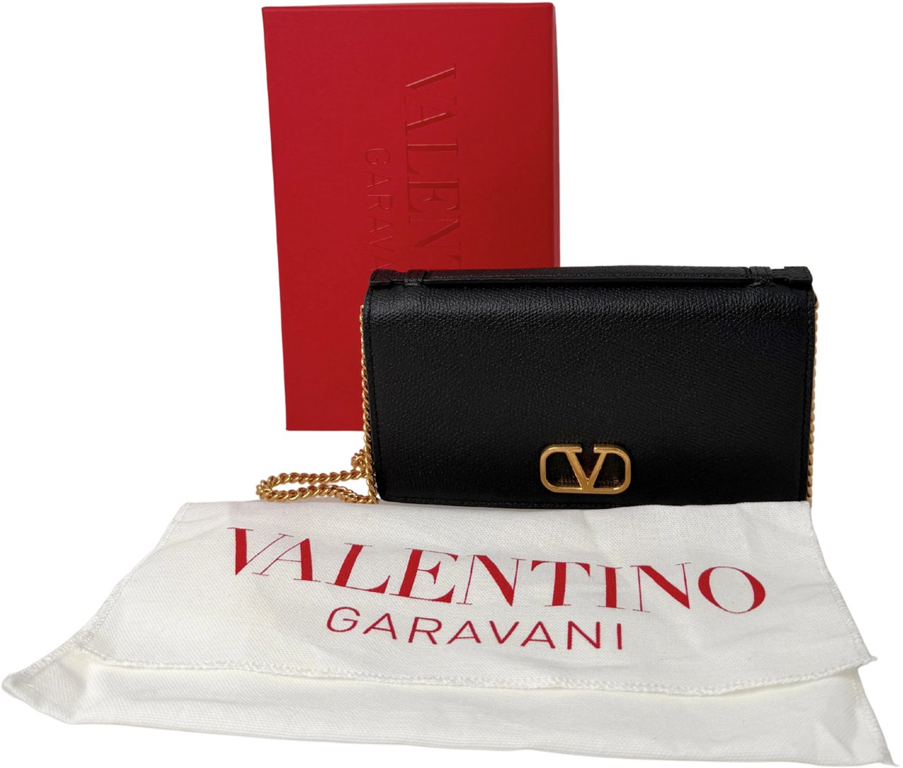 Valentino VLogo Wallet on Chain Calfskin Black Divers