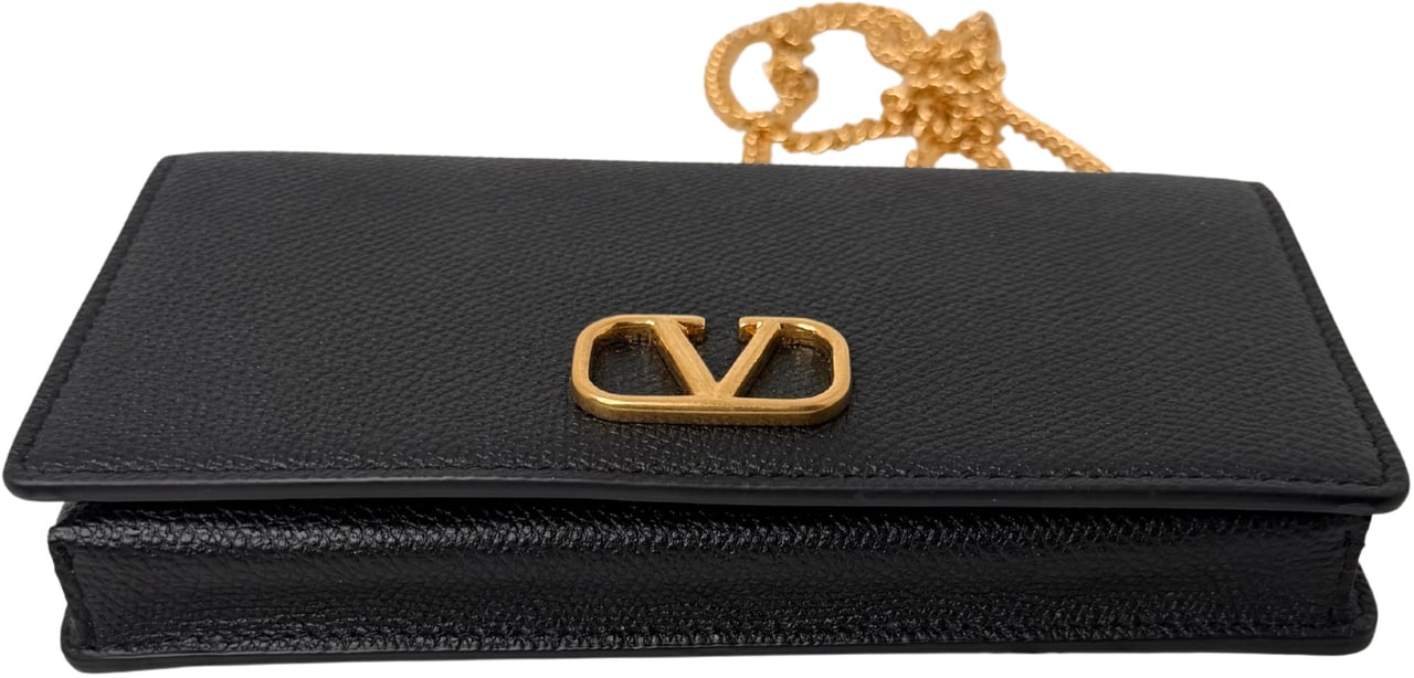 Valentino VLogo Wallet on Chain Calfskin Black Divers
