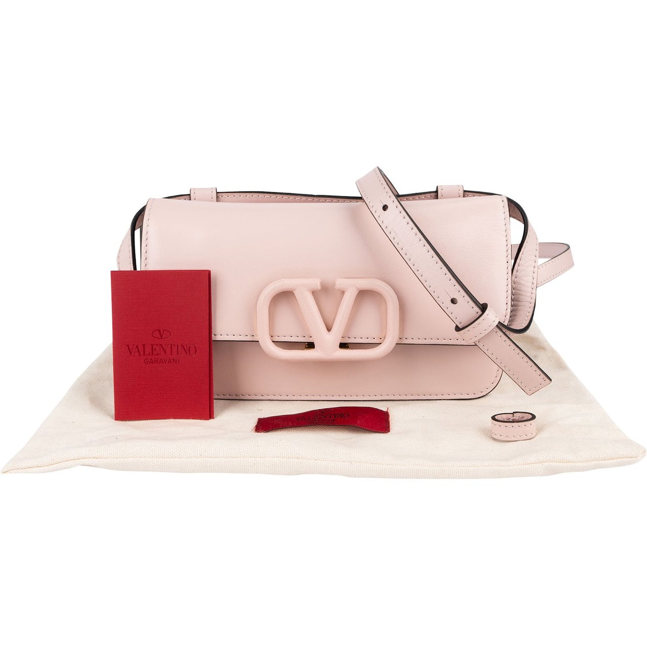 Valentino Garavani Pink Leather Vlogo Crossbody Bag Rood