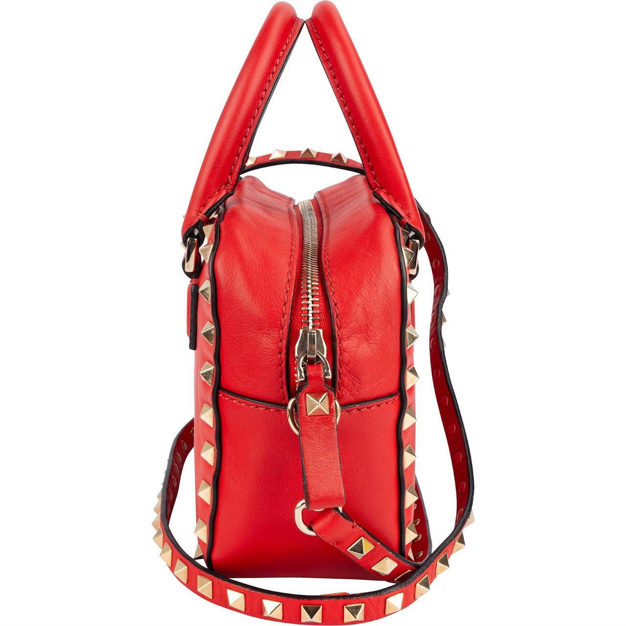 Valentino Valentino Red Leather Rockstud Small Camera Handbag Rood