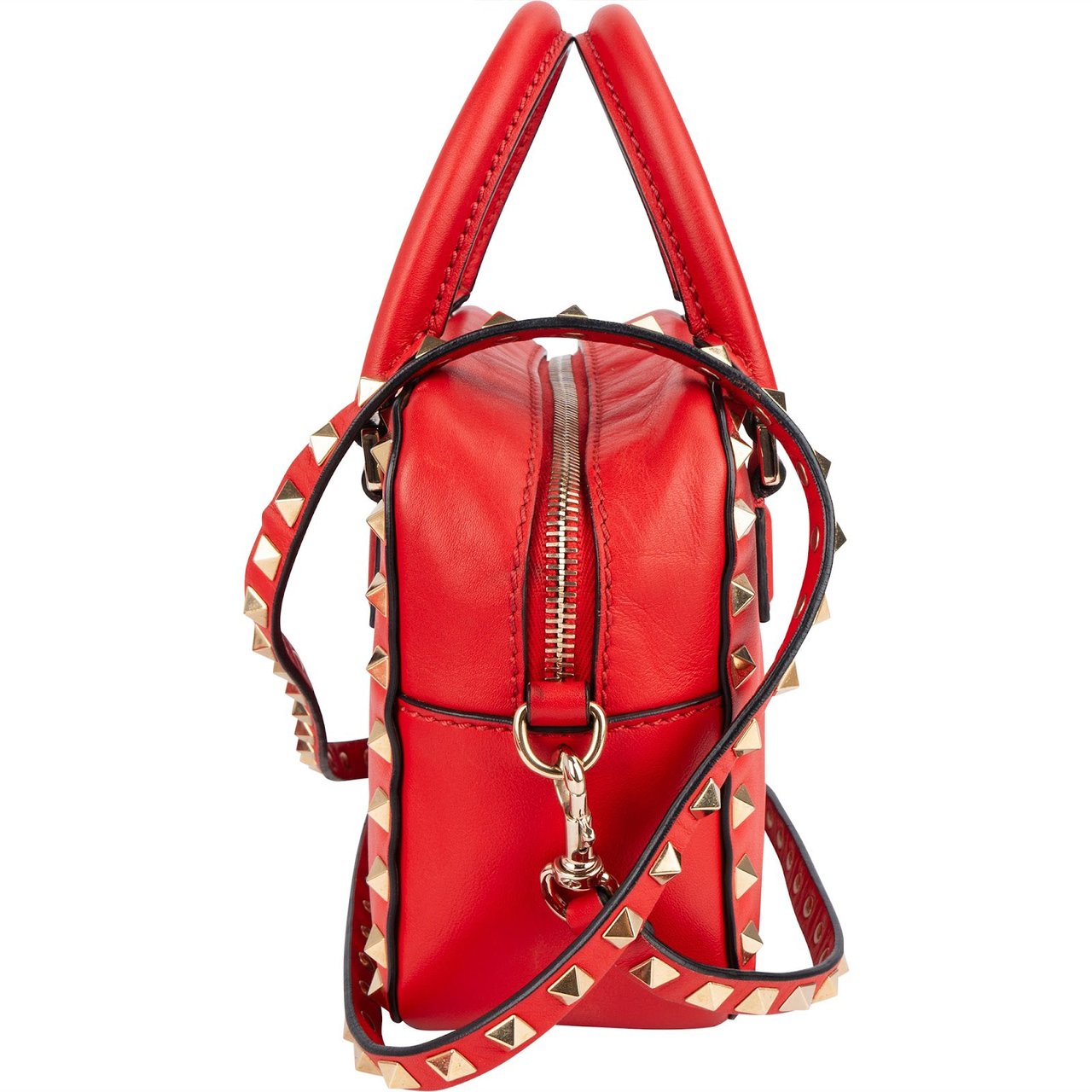 Valentino Valentino Red Leather Rockstud Small Camera Handbag Rood