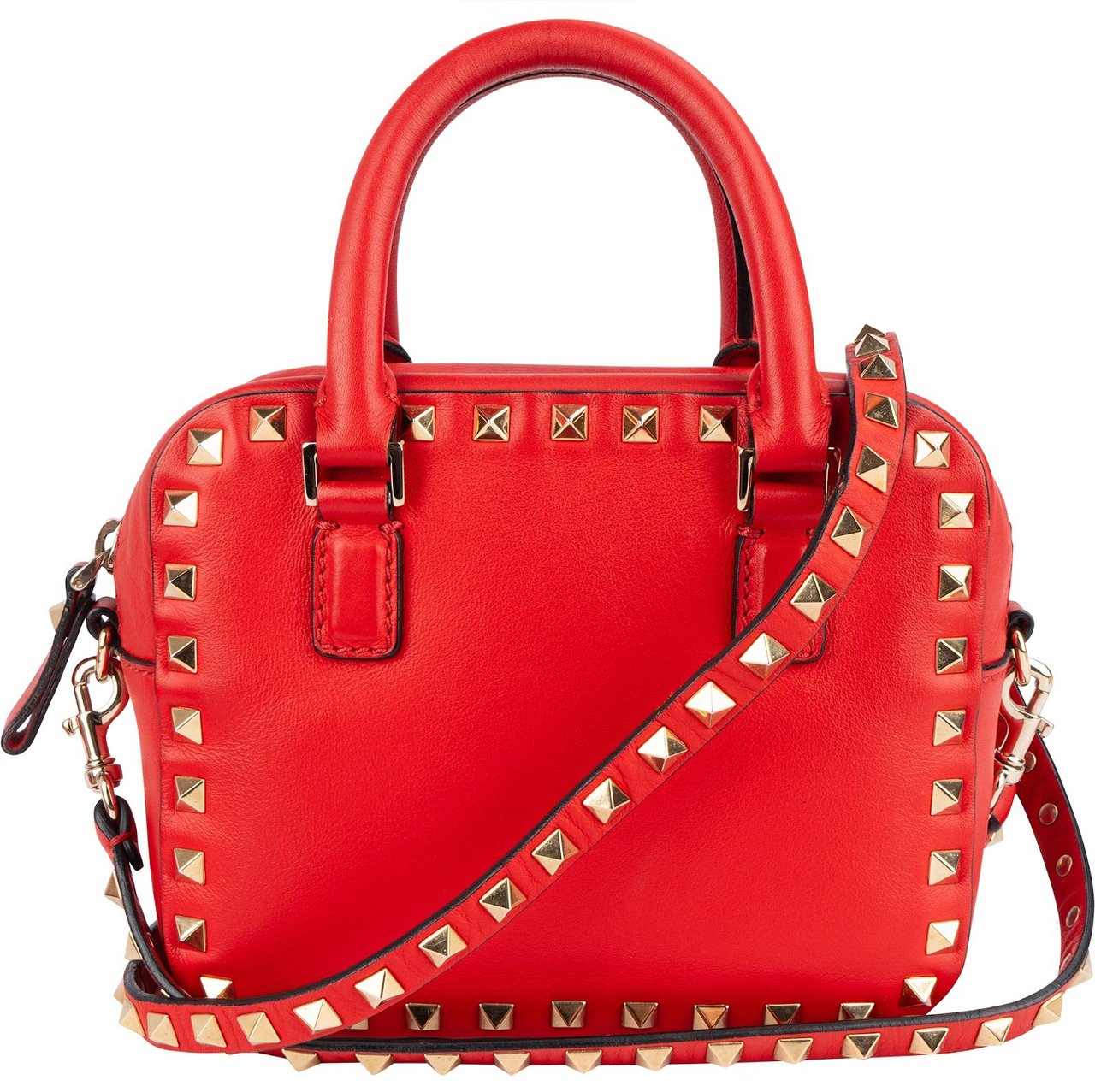Valentino Valentino Red Leather Rockstud Small Camera Handbag Rood