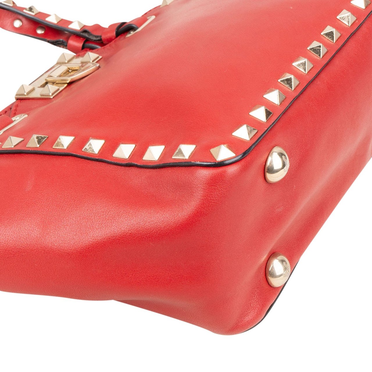 Valentino Valentino Garavani Leather Rockstud Small Tote Handbag Rood