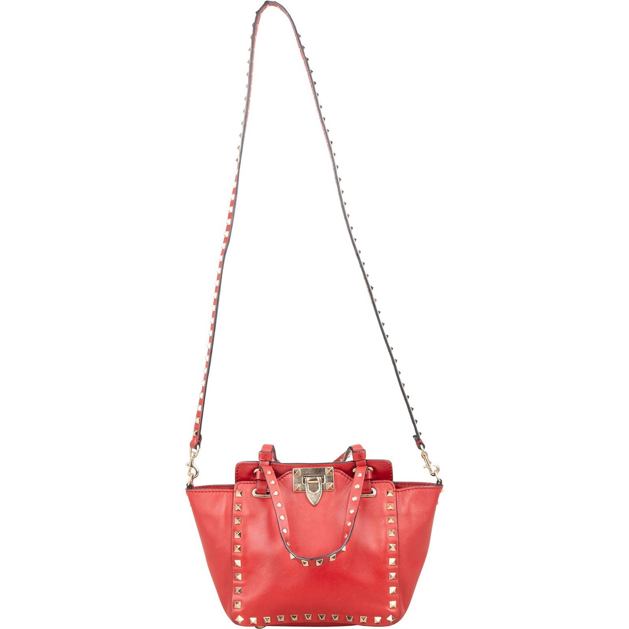 Valentino Valentino Garavani Leather Rockstud Small Tote Handbag Rood