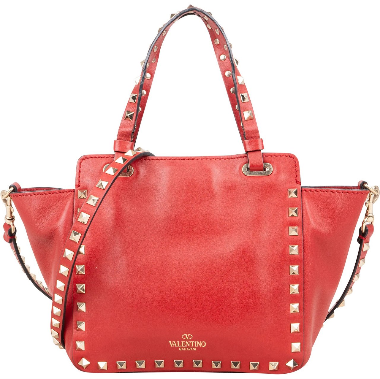Valentino Valentino Garavani Leather Rockstud Small Tote Handbag Rood