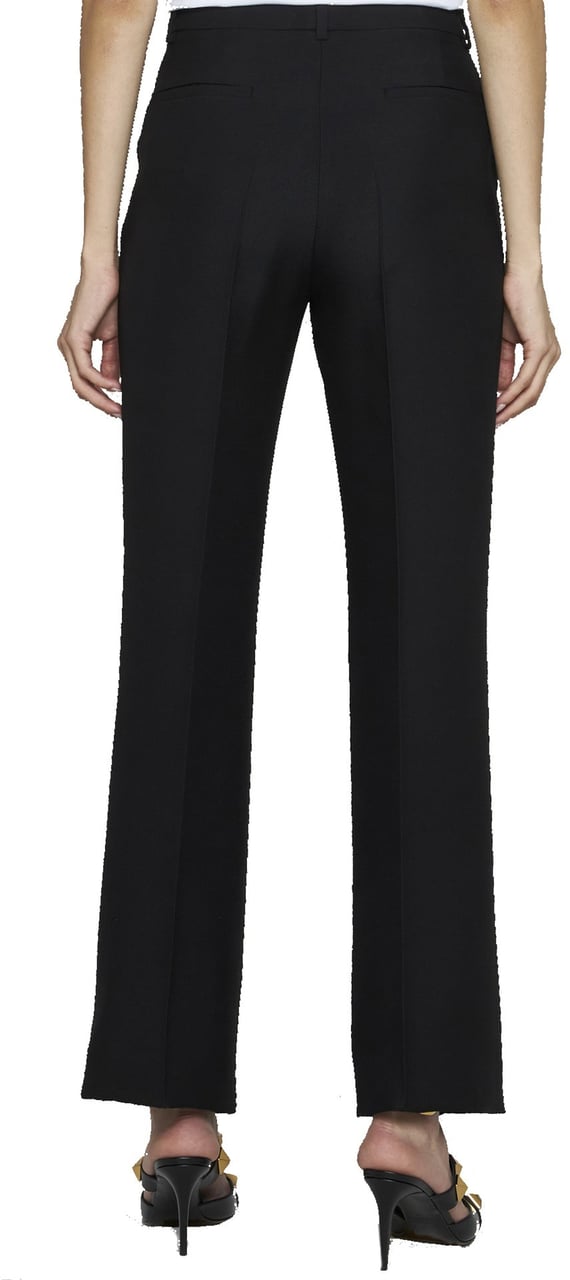 Valentino Wool And Silk Trousers Zwart
