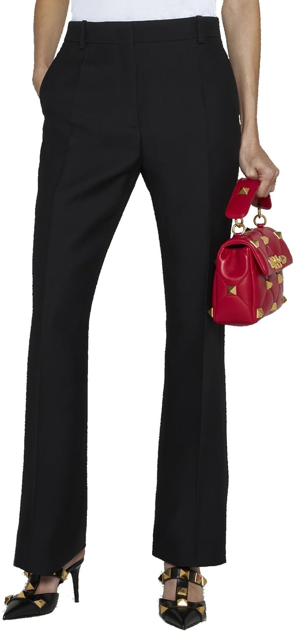 Valentino Wool And Silk Trousers Zwart