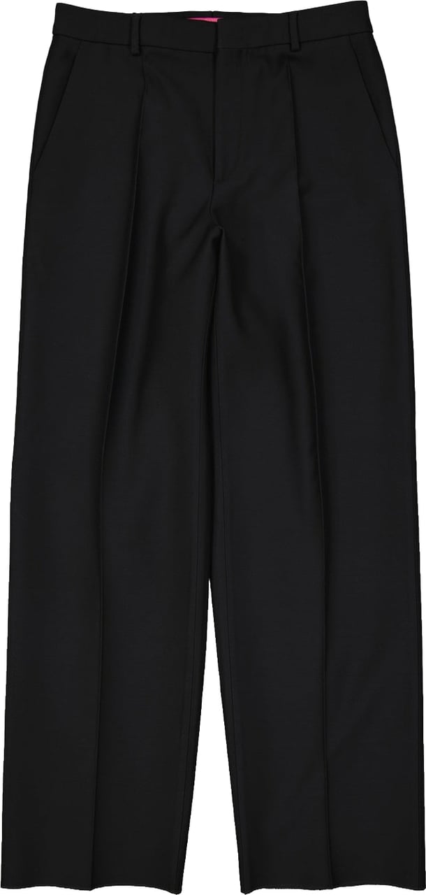 Valentino Wool And Silk Trousers Zwart