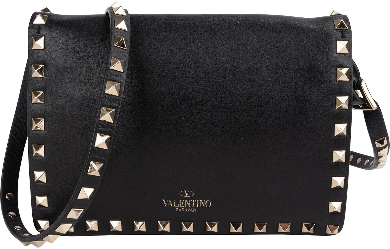 Valentino Valentino Garavani Rockstud Flap Crossbody Bag Zwart