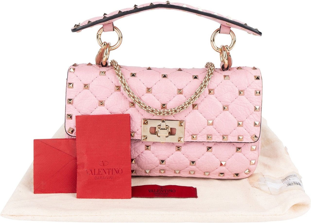 Valentino Valentino Garavani Quilted Leather Rockstud Spike Small Crossbody Handbag Rood