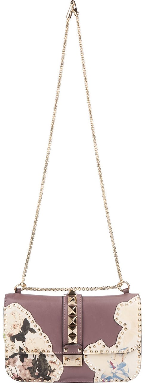 Valentino Valentino Leather Rockstud Lock Floral Crossbody Bag Divers