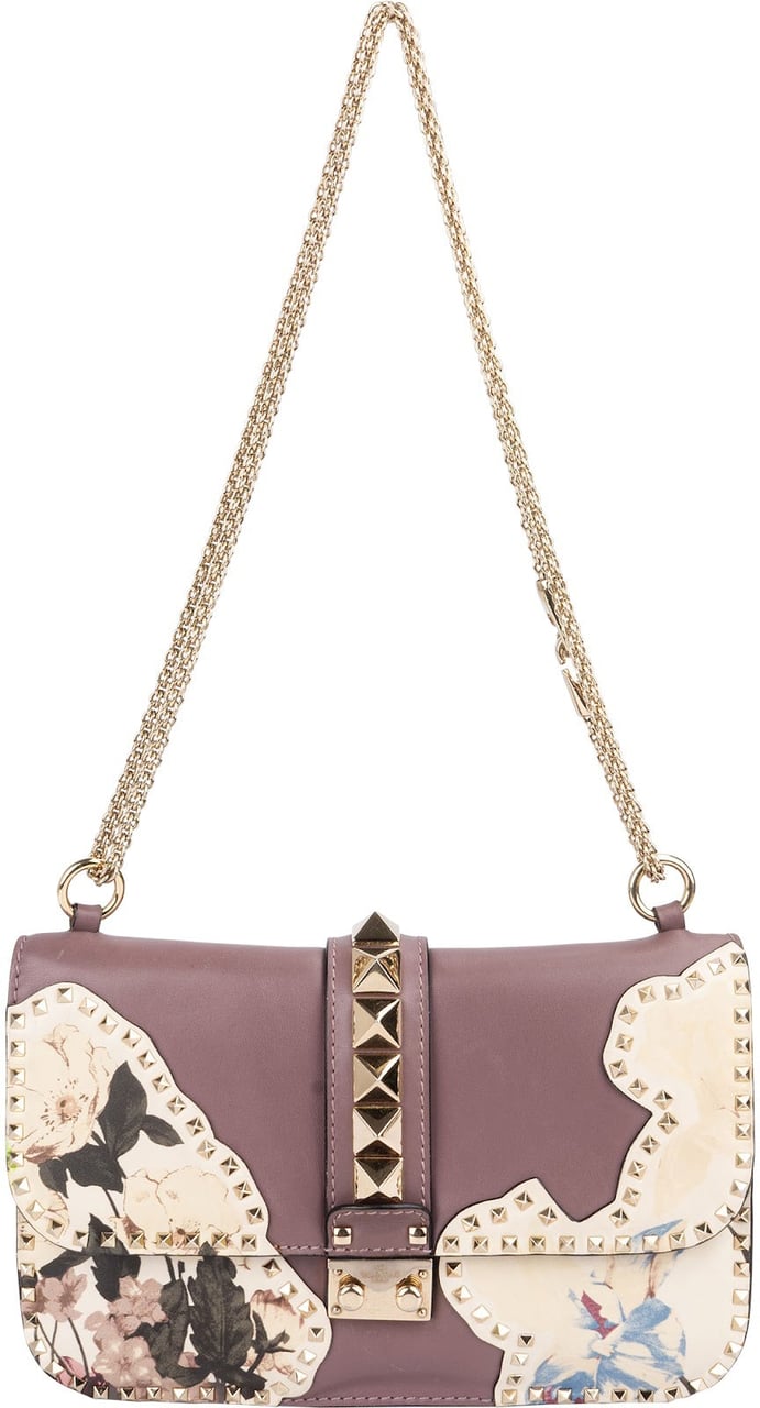 Valentino Valentino Leather Rockstud Lock Floral Crossbody Bag Divers