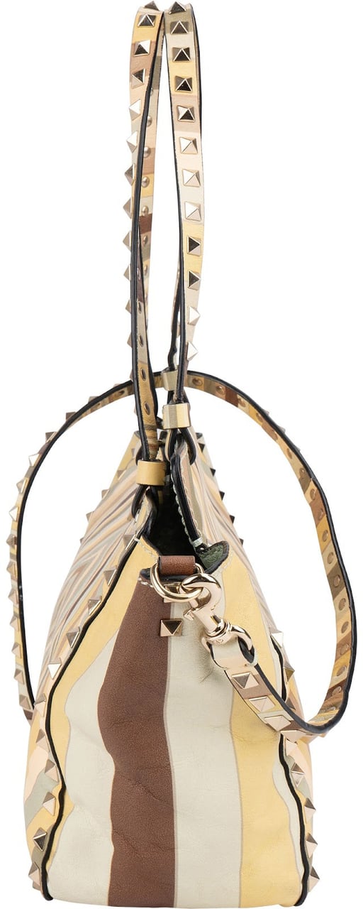 Valentino Valentino Leather Rockstud Striped Tote Shoulder Bag Divers