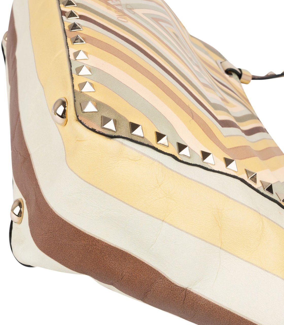 Valentino Valentino Leather Rockstud Striped Tote Shoulder Bag Divers