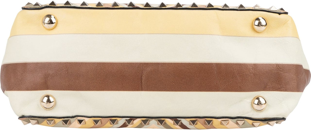Valentino Valentino Leather Rockstud Striped Tote Shoulder Bag Divers