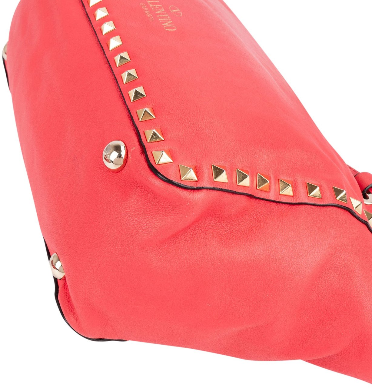 Valentino Valentino Leather Rockstud Tote Shoulder Bag Rood