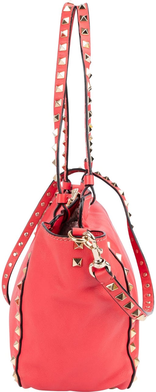Valentino Valentino Leather Rockstud Tote Shoulder Bag Rood