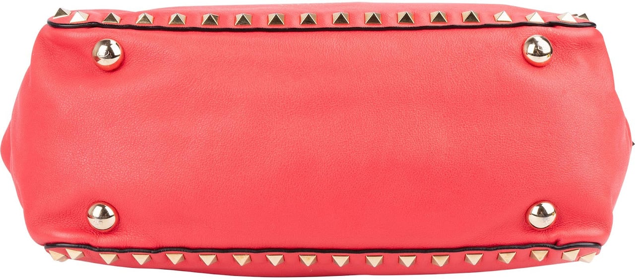 Valentino Valentino Leather Rockstud Tote Shoulder Bag Rood