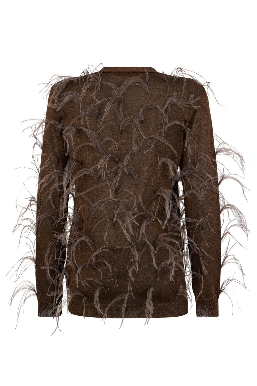 Valentino Short cardigan with decorative inserts Bruin