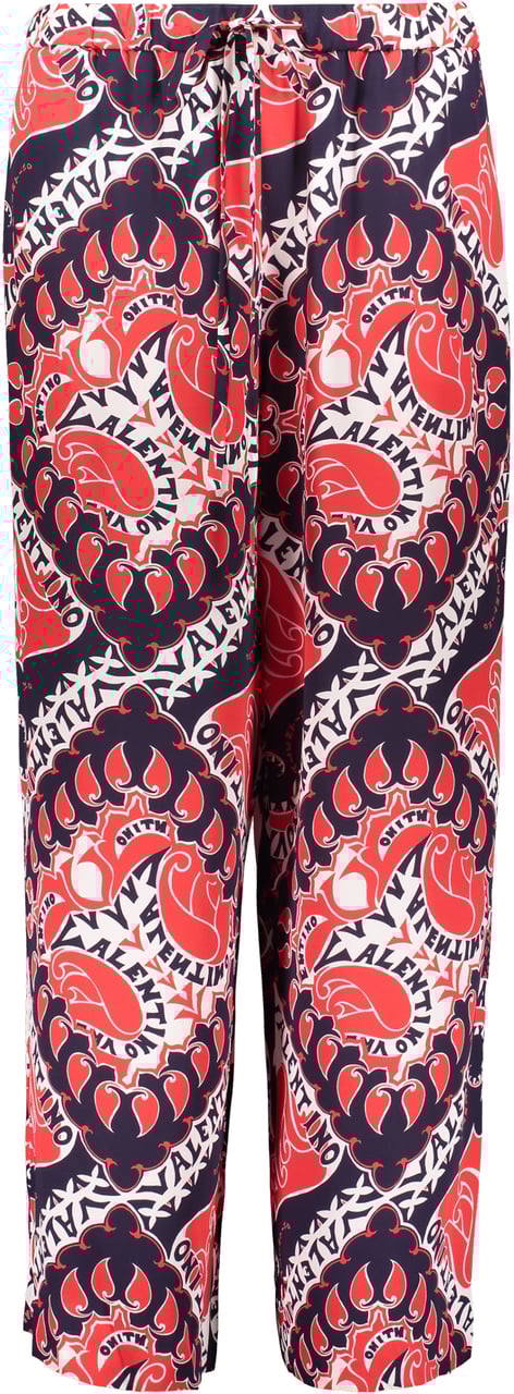 Valentino Comfortable pants with geometric pink and purple pattern Rood
