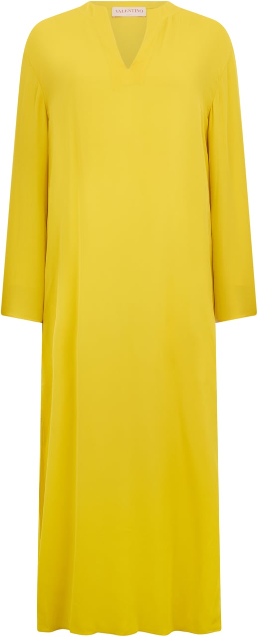 Valentino Long yellow elegant dress with long sleeves Geel