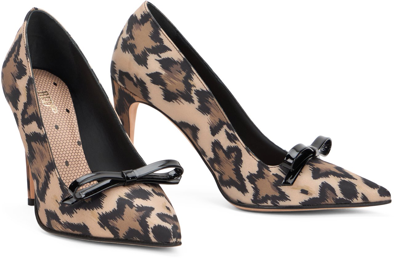 Valentino High-heeled shoe with elegant animal print. Zwart