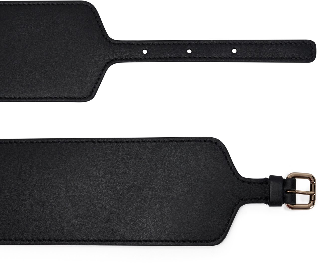 Valentino High black belt with golden buckle. Zwart