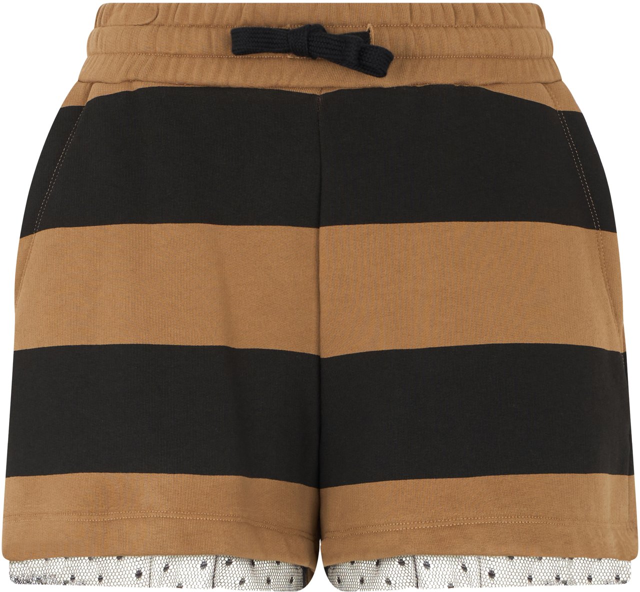 Valentino Summer shorts in camel color with black stripes. Neutraal
